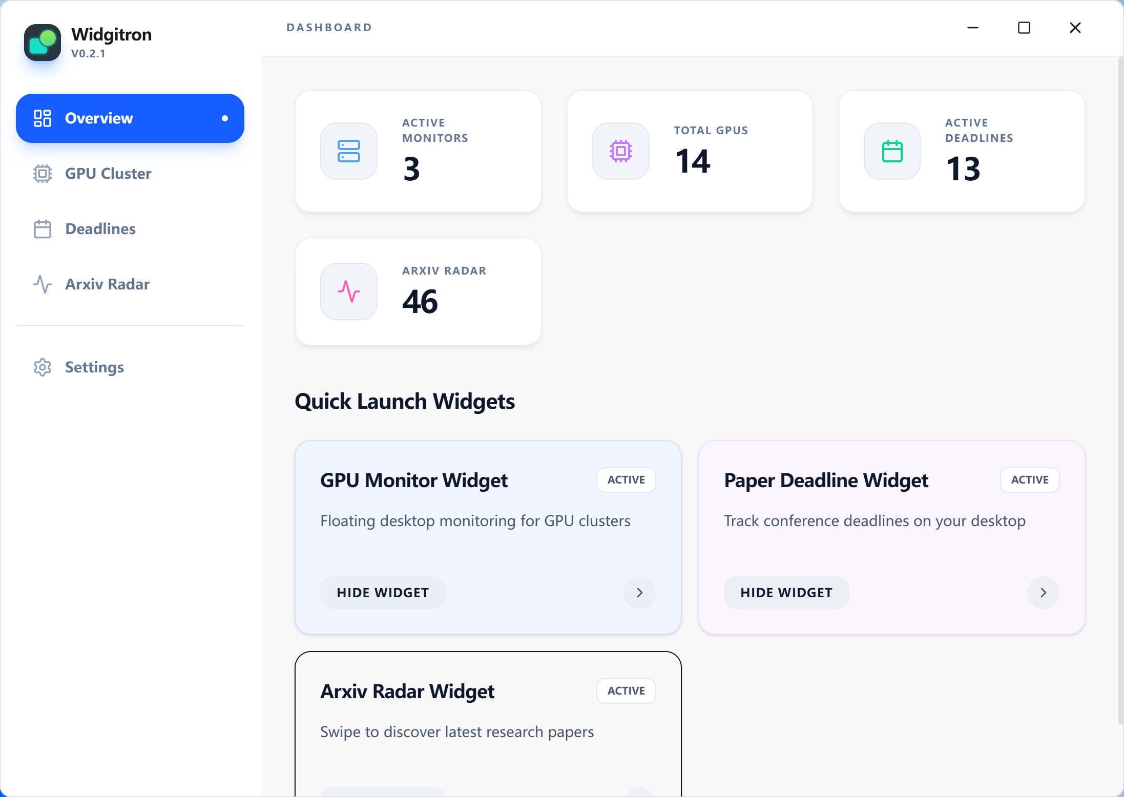 Widgitron Dashboard